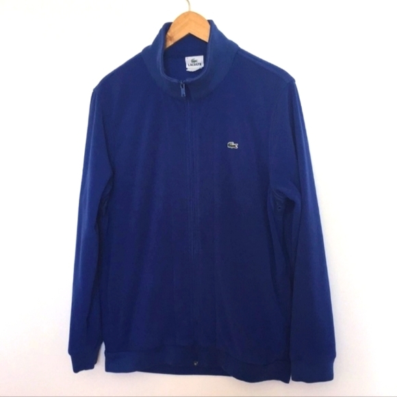 Lacoste Large Zip Front Blue Fleece Jacket - Picture 2 of 6